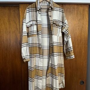 Amazon Plaid Trench Coat in Brown and Cream